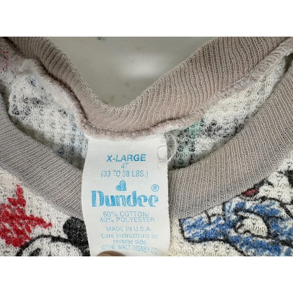 Vintage Dundee Mickey Mouse Thermal Pajama Tops Set Size 4T Waffle Knit Disney